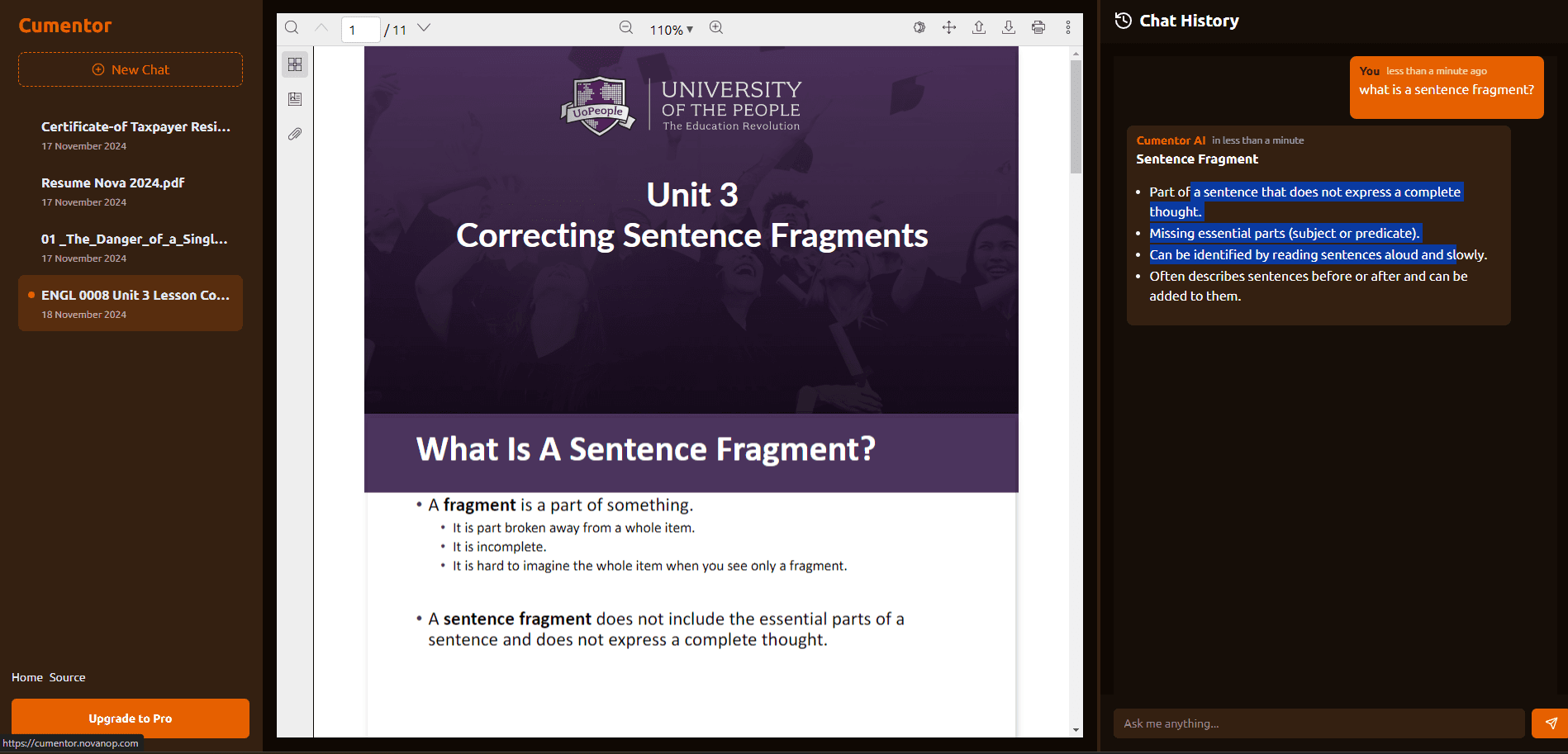 Cumentor AI screenshot